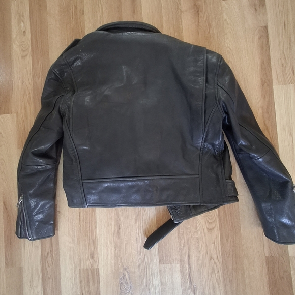 NWT Blue Black 100% Leather Biker Jacket ASOS - Picture 3 of 8